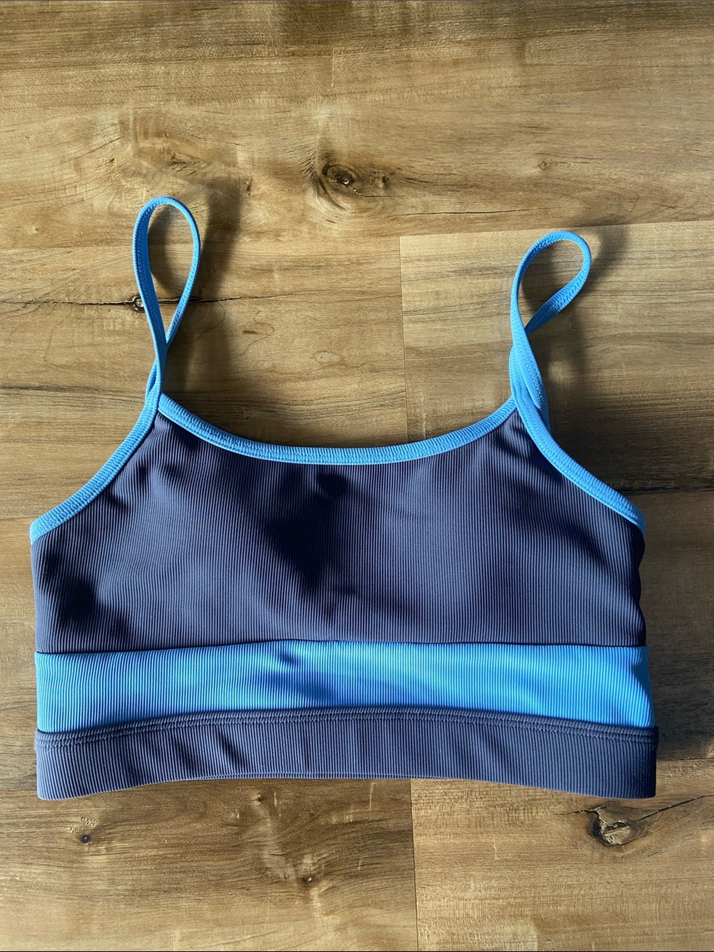 Ribbed Athletic Bralette in Navy and Sky Blue